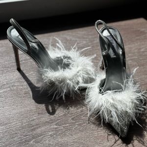 Steve Madden Alexis-R Feather and Rhinestone Slingback Pumps